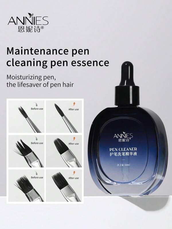 annies 50 ml/1 pièce Nettoyant de pinceaux pour manucure et nail art, liquide de nettoyage de pinceau doux et non dommageable, convient pour le nettoyage de gel, usage professionnel de salon