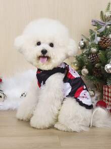 2pcs/Set Christmas Santa Claus & Love Print Anti-Flea, Reduce Shedding, Insulated & Breathable Vest For Indoor/Outdoor Cats & Dogs