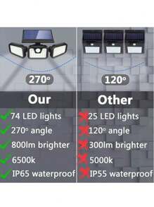 Lámpara Solar Led Giratoria Impermeable Para Exteriores - Negro - Ver 4