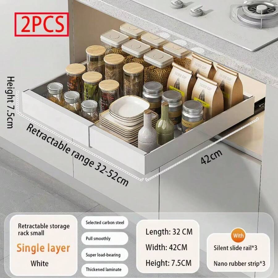 Expandable Pull Out Organizer Metal Stick Slide Out Drawers