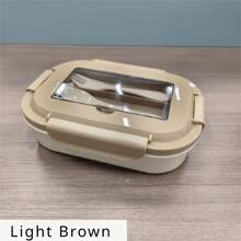 1 hộp đựng cơm trưa bằng nhựa kín kèm thìa và nĩa, thích hợp cho văn phòng, trường học và du lịch, tiện lợi khi mang theo - Nhiều màu - Xem 6