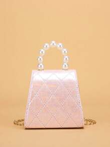 儿童仿珍珠手提包新款 PU 皮革小号斜挎包时尚公主潮流钱包 - 均碼 - 查看 4