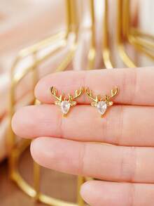 1 Cặp Hoa tai đính đá Cubic Zirconia xinh xắn dành cho phụ nữ dùng làm trang sức dự tiệc kỷ niệm ngày cưới đính hôn Quà tặng ngày Giáng sinh - 1 # - Xem 9