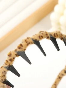 1 Băng đô gợn sóng giả lông chồn họa tiết da báo thời trang - Nhiều màu - Xem 4