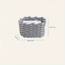 1 pièce Panier de rangement pour cosmétiques tressé, panier de rangement en corde, panier de rangement pour débris de bureau, panier de pique-nique portable, décoration de bureau, organisateur de maquillage, décoration de salle de bain, organisateur de maquillage d'été