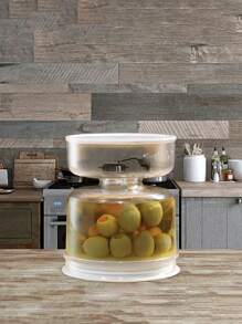 1 件装腌菜容器，食品储存罐，带橄榄油分离器、过滤盖、干湿分离，适用于家庭厨房