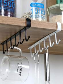 Iron Hook Mug Hook, Space Saving Kitchen Storage Rack, Household Multi-Purpose Rack, Cup Rack, Non Perforated Hanging , Sponge Drain Rack, Shovel Spoon Mixer Storage Rack, Food Storage Room Closet Storage Accessories, Home Decoration