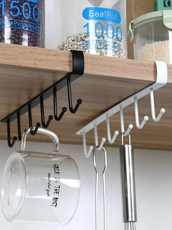Iron Hook Mug Hook, Space Saving Kitchen Storage Rack, Household Multi-Purpose Rack, Cup Rack, Non Perforated Hanging , Sponge Drain Rack, Shovel Spoon Mixer Storage Rack, Food Storage Room Closet Storage Accessories, Home Decoration