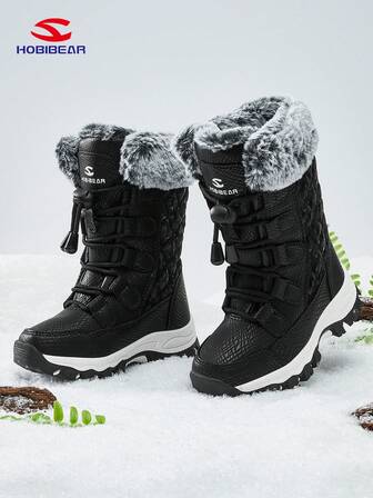 HOBIBEAR 1 par de botas de nieve para adolescentes, zapatos para exteriores de caña alta, planos, versátiles con forro, cálidos, antideslizantes, impermeables, para caminar, campus, exteriores, invierno