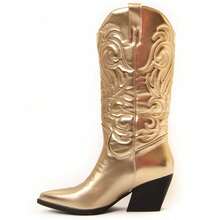 Women's Gold High Heel Cowboy Boot Bottavita13 Montevita Estimated Delivery 2-3 Business Days (Peninsula) - Gold - View 4
