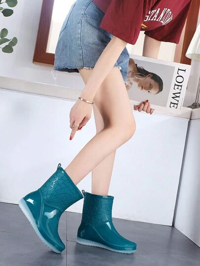 新款果冻雨靴女式防水防滑户外工作短款 8 英寸高雨靴，适用于厨房、餐厅、洗车