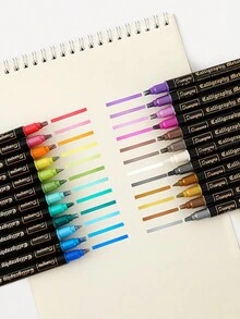 12/24 Bút dạ kim loại hai đầu, Bút dạ vẽ Graffiti tự làm, Bút sơn gốc nước có thể xóa được, Quà tặng cho bạn bè và bạn cùng lớp - Nhiều màu - Xem 1