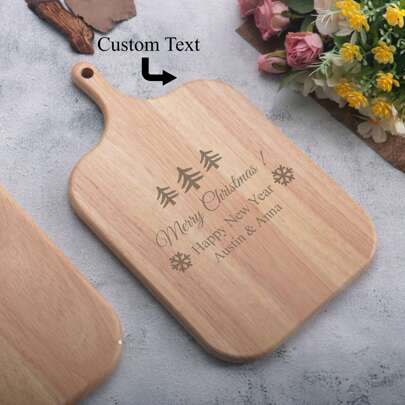1pc Personalized Cutting Board Christmas Theme, Engraved Cutting Board With Name, Custom Merry Christmas Gift For Home Kitchen, Custom Family Name Cutting Board, Personalized Engraved Charcuterie Board For Wedding Party, Housewarming Gift For Couple Anniversaries, Ideal For Valentine's Day, Mother's Day, Father's Day, Birthdays,