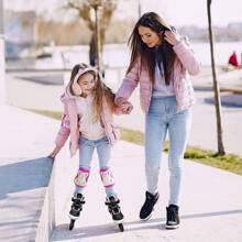 Patines en línea MammyGol con ruedas completamente iluminadas, cuchillas ajustables para principiantes, para niños y niñas - Rosa - Ver 7