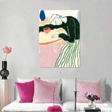 1 bức tranh sơn dầu trừu tượng phong cảnh, áp phích hình học cô gái sọc, áp phích cây dây leo vòng lá đơn giản của Scandinavia, trang trí lý tưởng cho phòng ngủ và phòng khách, trang trí nhà cửa, trang trí phòng, không có khung - Nhiều màu - Xem 26