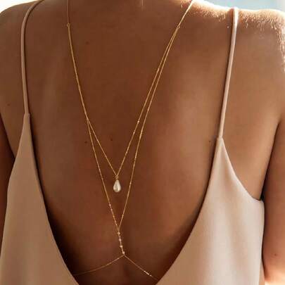 Dây chuyền tua rua ngọc trai giả nhiều lớp thời trang thanh lịch không quai hậu