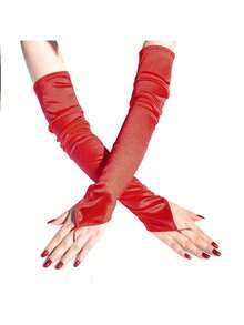 1pair Cosplay Gloves, Fingerless Long Satin Arm Sleeve For Wedding Party - Multicolor - View 6