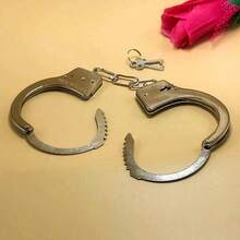 Handcuffs Toy Handcuffs Halloween Handcuffs Performance Magic Props Magic Toys Party COS Handcuffs - Silver - View 7