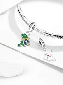 1 Stück modischer, versilberter brasilianischer Charm-Perle, passend für Frauen Armbänder und Armreifen, zum Selbermachen von Schmuck und Kombinieren mit täglichen Outfits, Schmuckdekoration für Mädchen