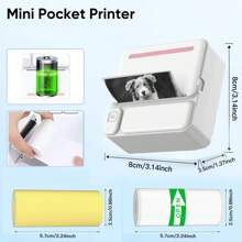 Portable Inkless Mini Printer, Wireless Mini Printer With 6 Paper Rolls (3 White Sticker + 3 Color Thermal Paper) For Printing Photos, Lists, Memos, QR Codes, Notes, Pocket Inkless Printer Compatible With Android And IOS - One Size - View 2