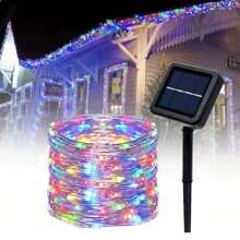 2 件套，太阳能铜线灯串，仙女灯，8 种照明模式，防水，易于设置，适用于家庭聚会，温馨氛围照明，户外花园，草坪装饰，圣诞节，新年节日装饰 - 彩 - 查看 3