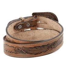 Women's Handmade Belt Carved Feather Buckle Large Rhinestone - Lạc đà - Xem 2