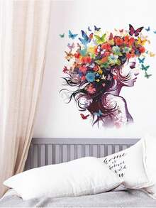 mama look 1 miếng/2 miếng 40*60cm/15,74*23,62in 30*40cm/11,81*15,74in Miếng dán tường hình cô gái bướm và hoa hồng cho phòng khách và phòng ngủ Miếng dán trang trí có thể tháo rời bằng PVC Decal dán tường phòng DIY - Nhiều màu - Xem 9
