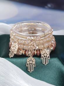 4 件复古优雅串珠手链，创意女士珠宝手链，带水晶、多层玻璃珠，母亲节、感恩节、妈妈的时尚礼物 - 巴掌 - 查看 13