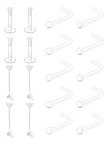 CIZME 透明鼻钉、透明鼻环（适合工作场所佩戴）、透明塑料鼻钉固定器（适用于手术）、鼻环垫、鼻环固定器、鼻中隔固定器、透明唇环、塑料耳环 - 無色 - 查看 19