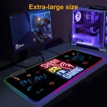 FoBianJie Shhh! Ich bin Gaming Muster RGB Licht Gaming Mauspad - Lichtmodi Knopfsteuerung Großes weiches Computer Tastatur Matte mit rutschfester Gummibasis für Gamer Esports Profis Schulanfang Gaming Mauspad