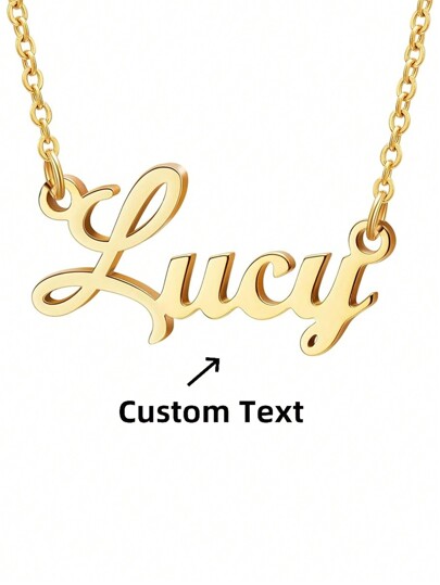 Personalized Name Necklace 18K Gold Plated Stainless Steel - Customizable Font, Color, And Length - Elegant Script Design - Ideal Gift For Ladies And Girls Gold,Rose Gold Stylish,Fall Fashion,Vintage,Unisex,Simple,Casual,Hipster,Goth,Punk Custom,Personalized,Unique Ideal Gifts For Her Her,Boyfriend,Girlfriend,Dad,Mom,Family,Friends,Pets,Son,Daughter,Grandparents For Anniversaries,For Valentine's Day,For Mother's Day,For Birthdays,For Graduation,For Father's Day,For Weddings,For Daily Wear,For Party,For Prom