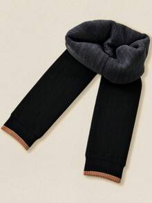 2 quần legging cho bé gái, quần dài đến mắt cá chân có gân Colorblock, quần dài đến mắt cá chân có lót nhiệt dày, quần co giãn thoải mái mềm mại, mặc ấm vào mùa đông, làm quà tặng thời trang hàng ngày hoặc ngày lễ - Nhiều màu - Xem 2