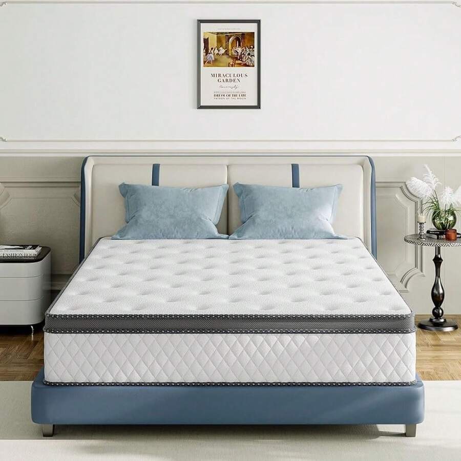 Mattress, Medium Firm Hybrid Mattress With Bamboo Charcoal Gel Memory