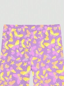 Tween Girl 紫色蝴蝶印花贴身长袖睡衣套装 - 彩色 - 查看 5