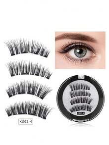 Bộ 1 mi giả từ tính, vẻ ngoài tự nhiên, không thấm nước, dễ đeo, gắn nhanh, không cần keo, đa năng khi đi du lịch, đeo hàng ngày, đám cưới, tiệc tùng, đi làm - màu đen - Xem 3