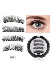 Bộ 1 mi giả từ tính, vẻ ngoài tự nhiên, không thấm nước, dễ đeo, gắn nhanh, không cần keo, đa năng khi đi du lịch, đeo hàng ngày, đám cưới, tiệc tùng, đi làm - màu đen - Xem 6