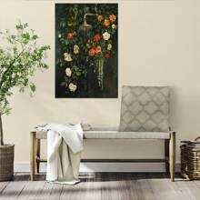 1pc Botanical Bathroom Wall Art, Floral Bath Shower Wall Art, Cottagecore Decor, Dark Green Prints Laundry Room Decor, Moody Plants Flowers Painting For Bathroom, Posters And Prints, Canvas Painting, Decor For Home- Bathroom, Funky Room Decor Aesthetic, Room Decoration Stuff - Multicolor - View 6