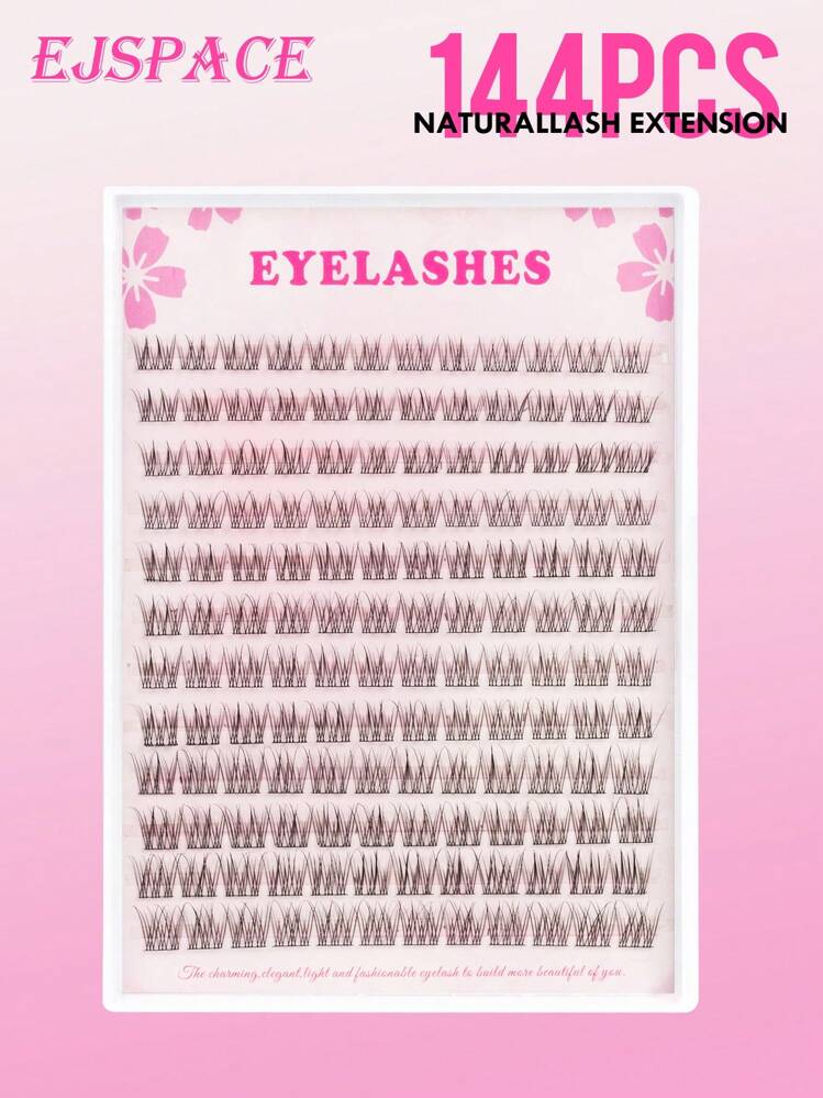 144 PCS D Curl Natural Lash Extension Kit Lash Clusters Kit Wispy Eyelash Extensions 9-12MM Individual Lashes Extensions With Bond And Seal Lash Glue And Eyelash Extension Tweezers DIY At Home Lash Clusters Kit,Lashes,Eyelashes,Fake Lashes