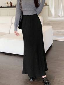 高腰百褶鱼尾裙，修身款，春季