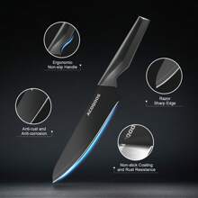 Set di 14 coltelli con blocco portacoltelli, con affilatore integrato, per uso in cucina - Set di coltelli da cucina nero di ACOQOOS