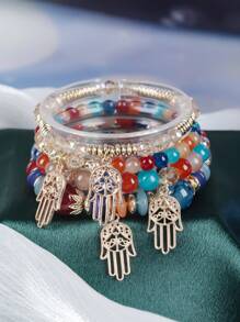 4 件复古优雅串珠手链，创意女士珠宝手链，带水晶、多层玻璃珠，母亲节、感恩节、妈妈的时尚礼物 - 巴掌 - 查看 11