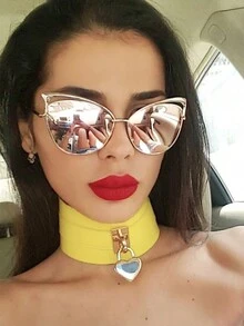 1 chiếc kính mắt mèo gọng vàng cổ điển dành cho nữ, tròng kính hợp kim cỡ lớn, thời trang unisex, kính rỗng, phong cách Punk sang trọng, dùng khi lái xe, tiệc bãi biển, phụ kiện đi biển cho nữ, kính râm - Nhiều màu - Xem 11