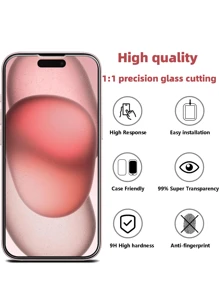 4pcs High Definition Tempered Glass Screen Protectors Compatible With IPhone 16/IPhone 16 Pro/IPhone 16 Plus/IPhone 16 Pro Max/15/14/IPhone 13/12/IPhone 11/XS/6/7/8 Plus/Se2/Se3 Gift For Birthday, Family, Friends Phone Screen Protector, Phone Accessories