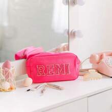 Personalized Monogram Travel Makeup Bag, Nylon Patch Toiletry Pouch, DIY Gift Handbag - Multicolor - View 4