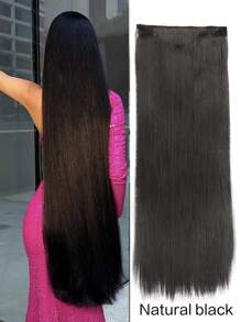 超长直发假发片 80厘米 5夹式接发 耐热合成纤维 黑色 金色 棕色 自然款假发片 女士日常佩戴 1片 - 彩色 - 查看 13