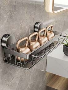 吸盘收纳架，浴室淋浴房浴室盥洗台收纳架，壁挂式厨房搁架，无需钻孔 - 灰色 - 查看 7