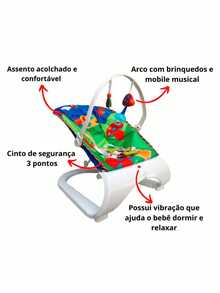 Padded Baby Bouncer Chair With Fun Sound And Vibration - 藍色 - 查看 7
