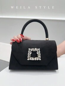 Versatile New Fashion Clutch Bag For Women, Elegant Rhinestone Decor Evening Bag For Formal Dress, Wedding, Bridesmaid