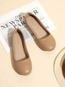 Women's Solid Color Flat Shoes Comfy Slip On Soft Sole Shoes Casual All-Match Ballet Flats - 杏色 - 查看 6