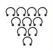 SENLANSP 10 件不锈钢马蹄鼻环、唇环、耳环、男女通用身体首饰套装 - 鼻環耳環套裝 - 查看 5